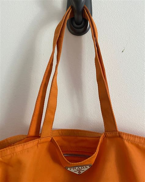 Vintage Prada Orange Nylon Robot Tote, Rare & Collectable Art 